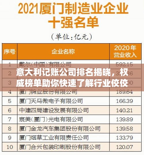 意大利记账公司排名揭晓,权威榜单助你快速了解行业佼佼者