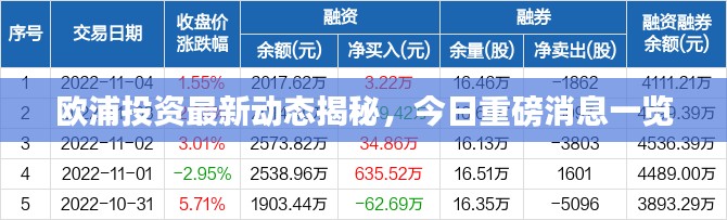 欧浦投资最新动态揭秘，今日重磅消息一览